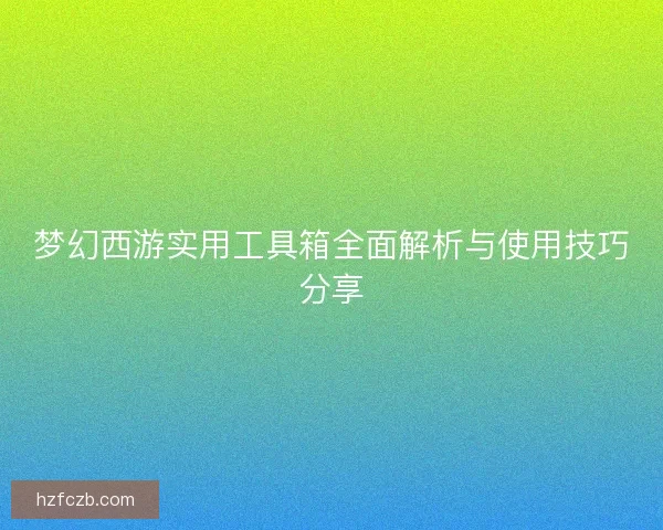 梦幻西游实用工具箱全面解析与使用技巧分享